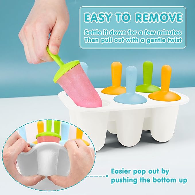 Silicone Popsicle Molds for Toddlers, 6-Cavity Mini Popsicle Molds