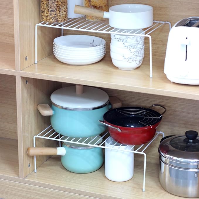 GEDLIRE Cabinet Storage Shelf Rack Set of 6, Medium (13 x 9.4 inch) Rustproof Metal Wire Kitchen Cabinet Organizer and Storage, Cupboard Spice Shelf Rack for Plate, Dish, Counter & Pantry Organization