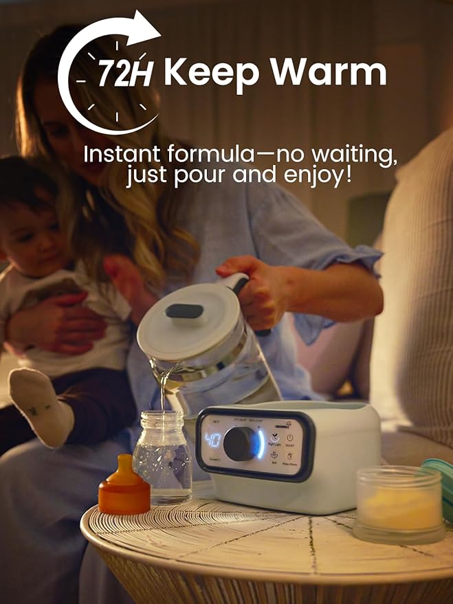GROWNSY Baby Instant Warmer & Glass Water Boiler with LCD Display and Timer