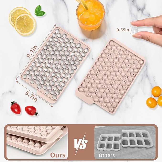 WIBIMEN Mini Ice Cube Trays for Freezer with Lid, 0.55" Pebble Ice