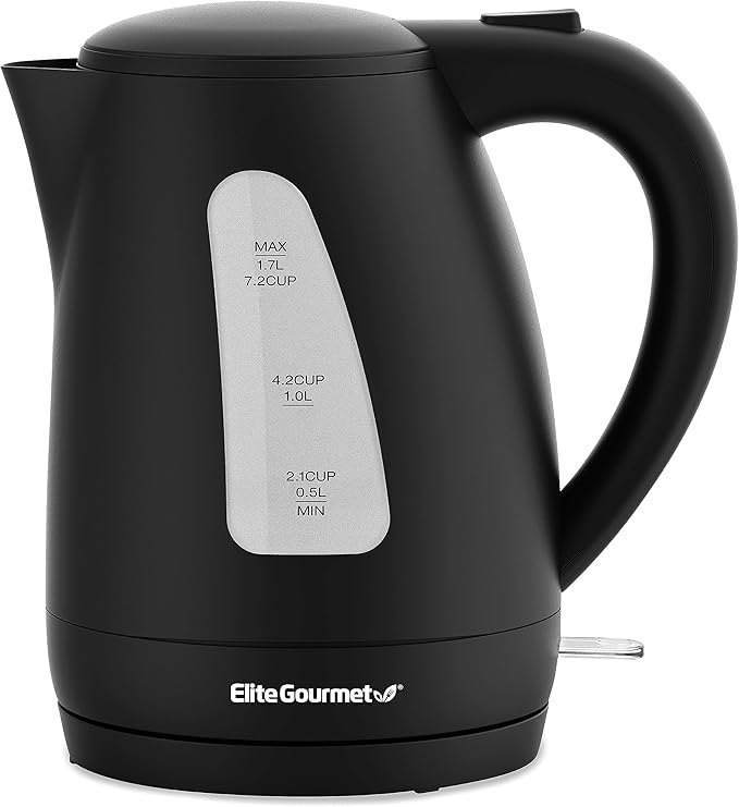 Elite Gourmet EKT8690X 1.7L Tea Kettle, 1500W BPA-Free Fast Boil, Black