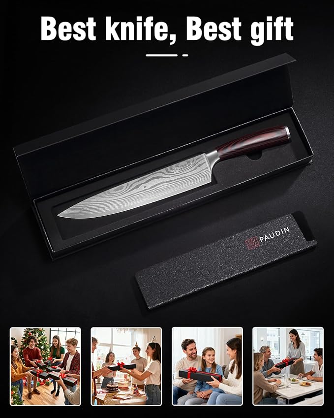 PAUDIN Chef Knife,9 Inch Kitchen Knife for Meat & Vegetables