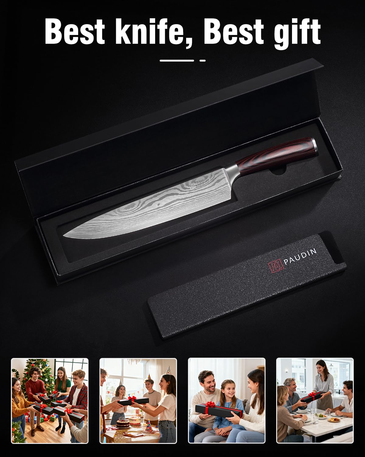PAUDIN Chef Knife,9 Inch Kitchen Knife for Meat & Vegetables