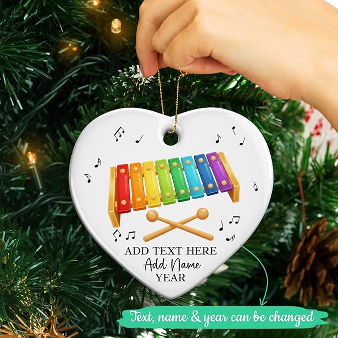 Personalized Xylophonist Christmas Ceramic Ornament, Custom Text Name & Year Xylophone Xmas Ornament, Xylophone Player Xmas Tree Hanging Ornaments 2026, Gift for Men Women Instrument Lover