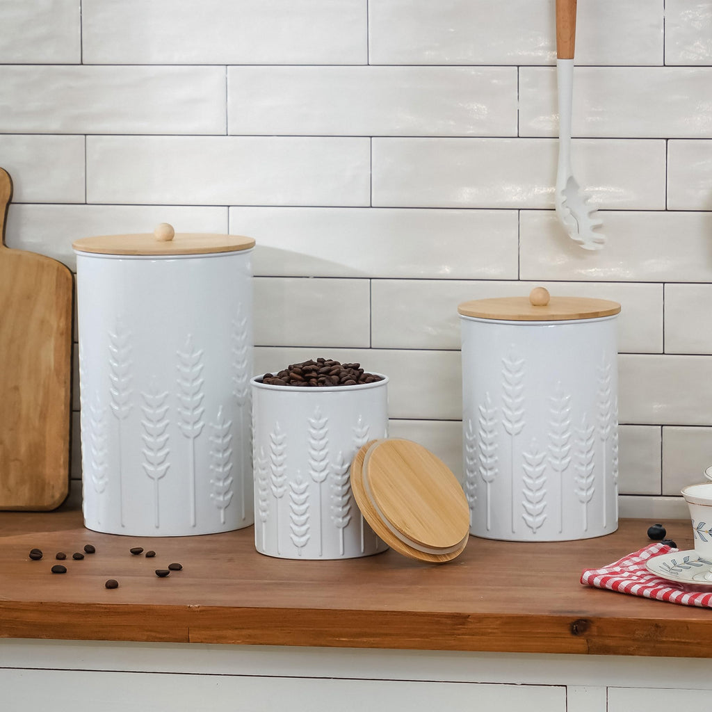 HOME PALETTE Kitchen Canister Set of 3 Tea Coffee Sugar Containers
