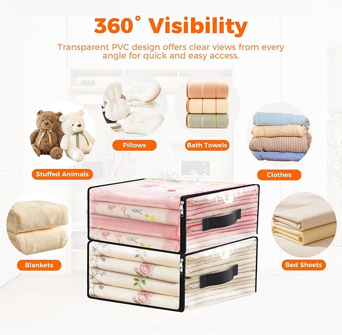 SpaceWhisper Clear Sheet Storage Bags, 6 Pack, 17.7 x 15.7 x 7.9 in