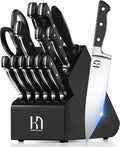 KnifeSaga Japanese Knife Set with Sharpener, Premuim, Razor Sharp, 15 Pcs