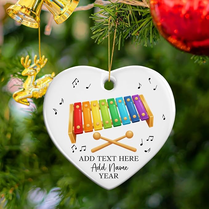 Personalized Xylophonist Christmas Ceramic Ornament, Custom Text Name & Year Xylophone Xmas Ornament, Xylophone Player Xmas Tree Hanging Ornaments 2026, Gift for Men Women Instrument Lover
