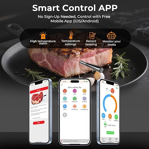 BlueSwan Wireless Meat Thermometer Digital Smart APP for 820 ft Range