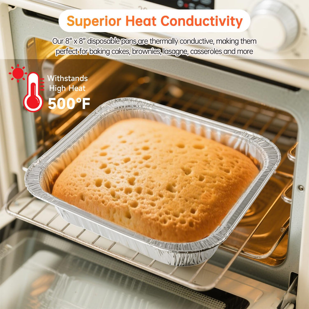 Ezsart 10 Pack 8x8 Aluminum Pans with Lids, 8x8 Foil Baking Pans with Lids