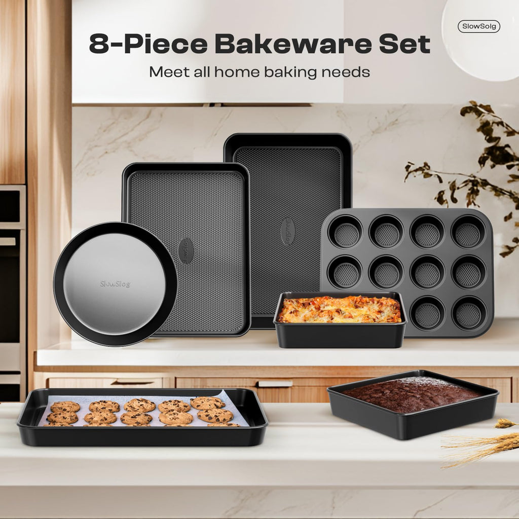 3Pcs Baking Sheet Pan Set, Large Nonstick Cookie Sheets Set, Gold