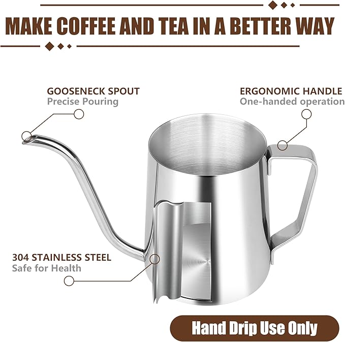 Pour Over Coffee Kettle,Gooseneck Camping Coffee Pot,Spout Tea Pot,12 oz