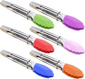 HINMAY Small Tongs with Silicone Tips 7-Inch Mini Serving Tongs, Set of 6
