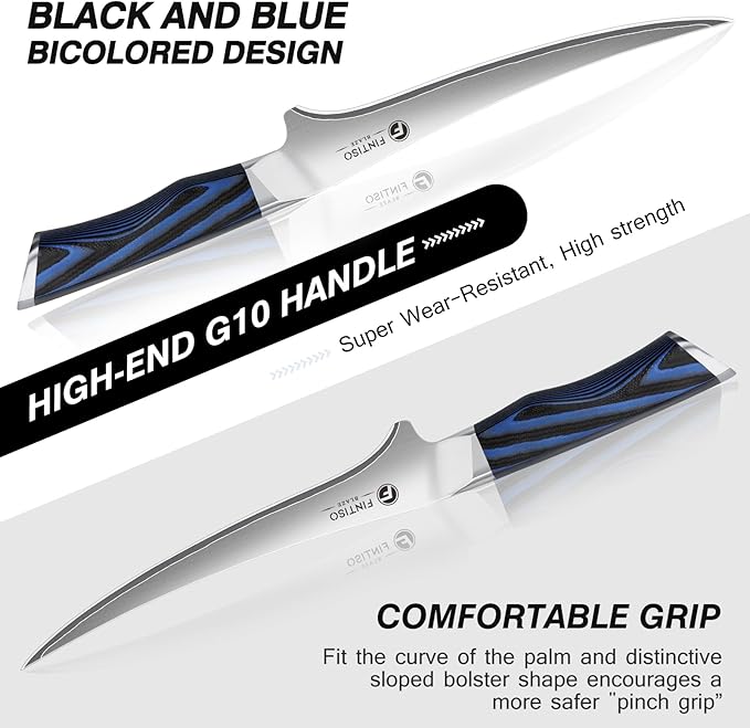 Fillet Knife 7 Inch,2026 New Upgrade High Carbon Stainless Steel Fillet Knife,Handles Made From G10 Material Are More Ergonomic Professional Japanese Fish Knives for Meat Poultry Cutting