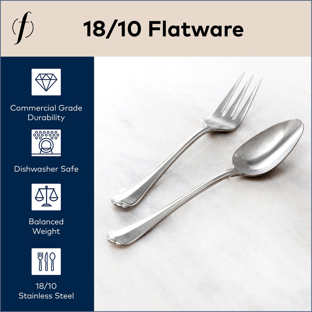 FORTESSA San Marco 18/10 Stainless Steel Flatware, 20 Piece Place Setting With Table Knives, Forks and Spoons (Service For 4), Dishwasher Safe, Antiqued