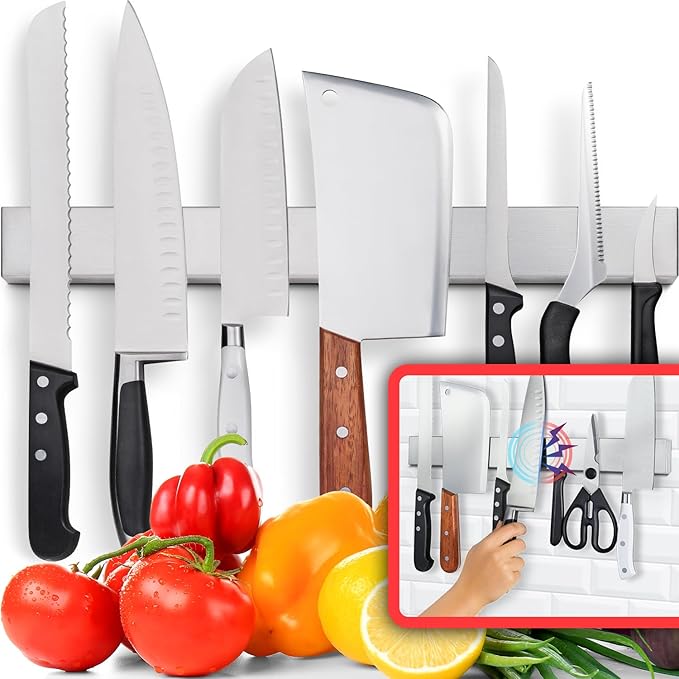 HMmagnets Premium 17 Inch Stainless Steel Magnetic Knife Holder For Wall