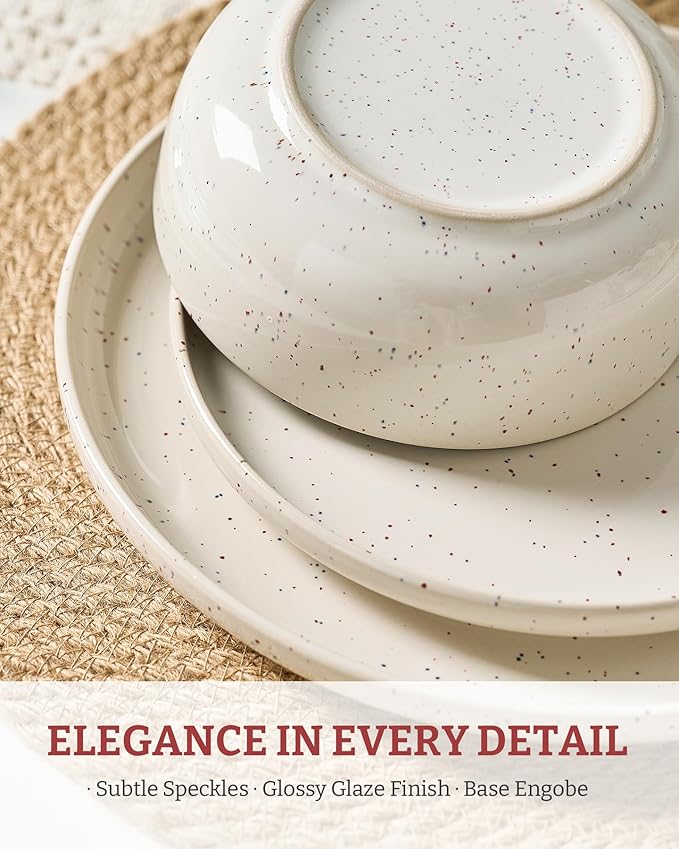 famiware Milkyway 33 oz Pasta Bowls Set of 4, Creamy White