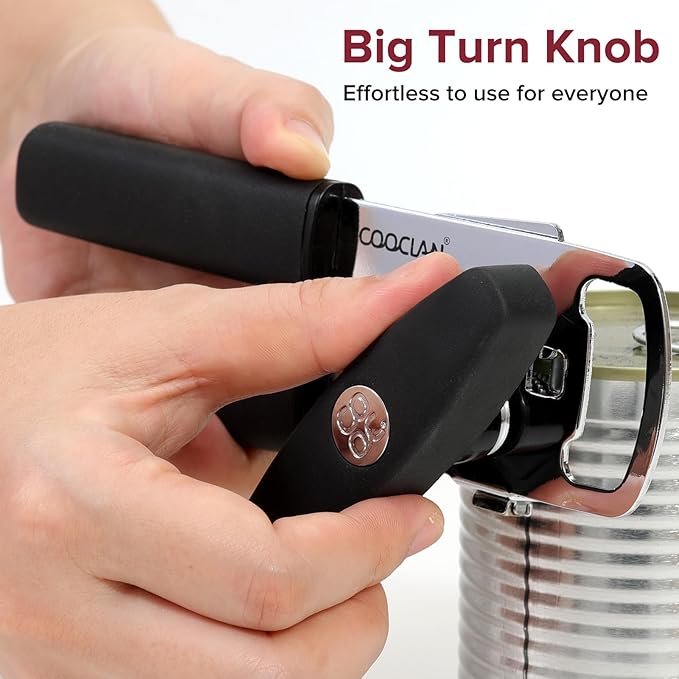 COOCLAN Multifunction Magnetic Manual Can Opener and Bottle Opener, Black