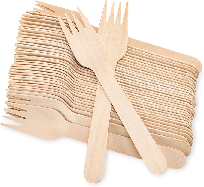 500 Wooden Forks Disposable, Alternative to Plastic and Bamboo Forks - Eco Friendly, Biodegradable, Compostable Forks Set - 500 Disposable Fork Utensils Set for Lounge Party Wedding, BBQ