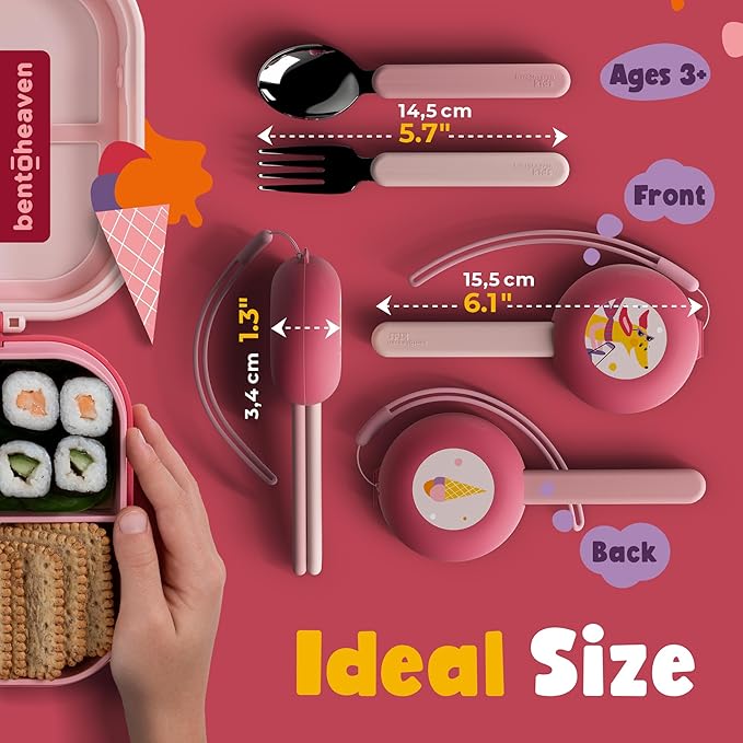 Bentoheaven Kids Utensils Set with Case, Reusable Fork & Spoon, Dachshund