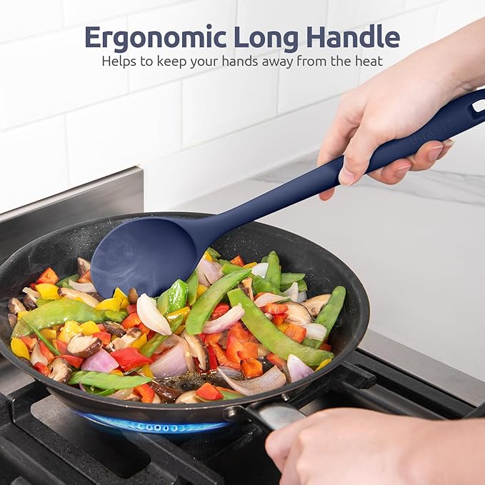 U-Taste Silicone Cooking Spoon, 13.3" Long Large Mix Spoon, Midnight Blue