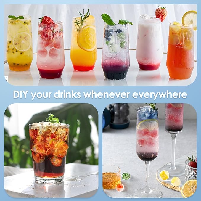 WIBIMEN Ice Cube Tray with Lid and Bin, 1" Round Ice Trays for Freezer