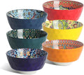 KitchenTour Cereal Bowls Set of 6, 26 oz Ceramic Soup Bowls for Kitchen, 6.3 Inch Colorful Serving Bowls for Oatmeal, Salad, Pasta, Dessert - Microwave & Dishwasher Safe