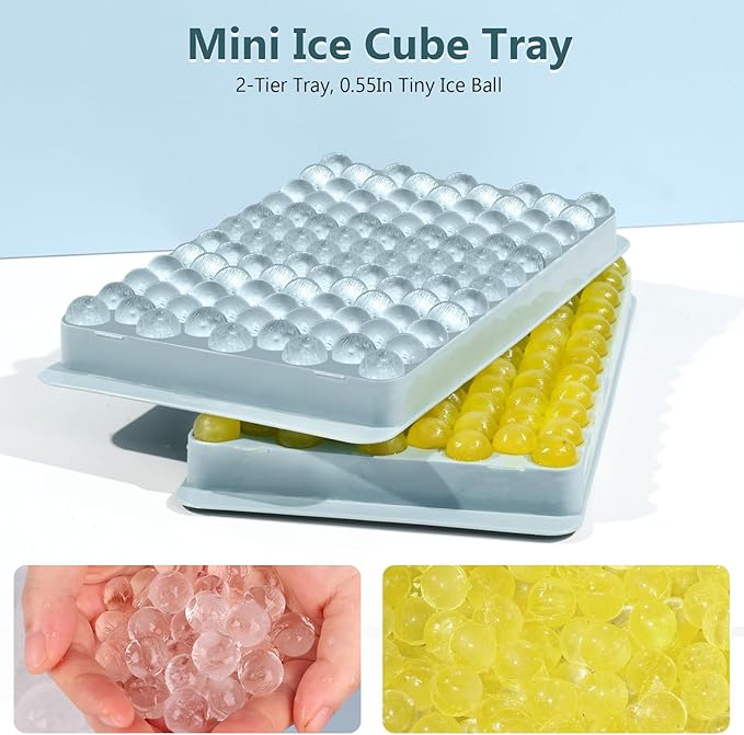 WIBIMEN Mini Ice Cube Trays for Freezer with Lid, 0.55" Pebble Ice