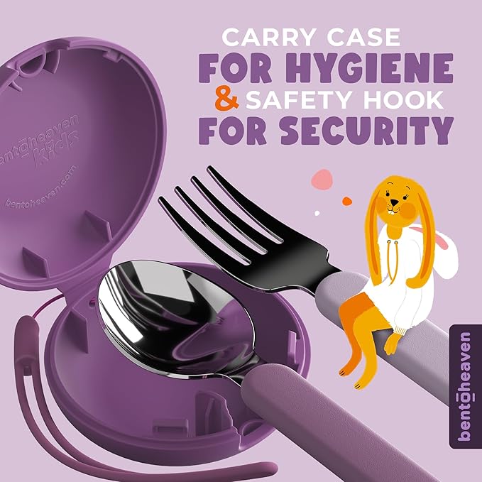 Bentoheaven Kids Utensils Set with Case, Reusable Fork & Spoon, Horse