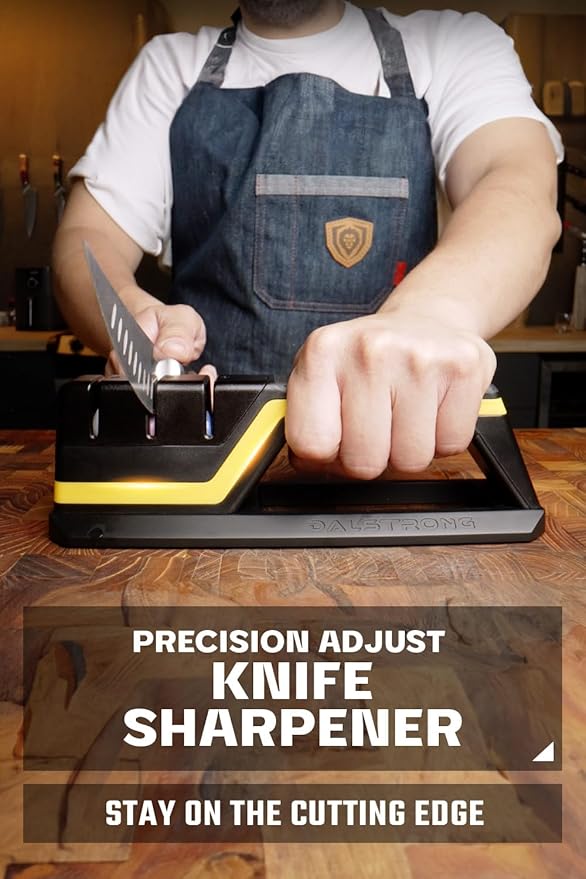 Dalstrong Hornet Kitchen Knife Sharpener — 3-Stage Ceramic Wheels (180/400/600 Grit), Water-Refillable, Adjustable Angle — For Chef Knives, Serrated Blades & Pocket Knives