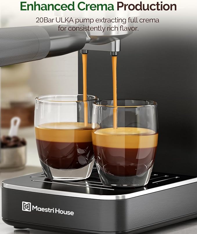 Maestri House Slim Espresso Machine with Milk Frother, 20 Bar Italian Pump