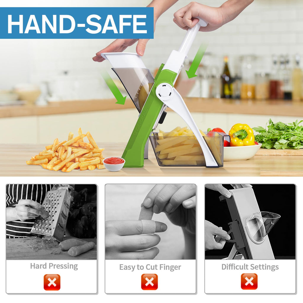 Safe Mandoline Slicer for Kitchen, Vegetable & Food Cutter, Easy to Clean