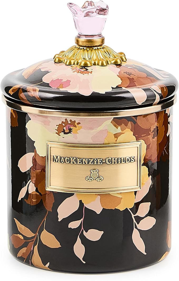MACKENZIE-CHILDS Enamel Canister, Small, Wild Rose Brown