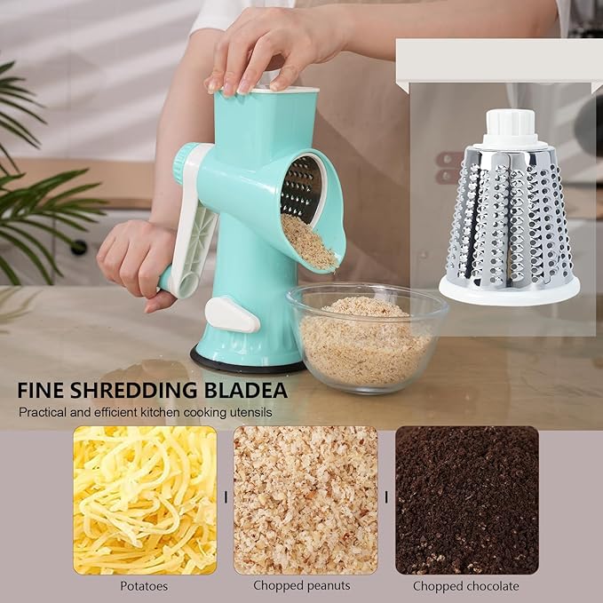 TiwisiTe Rotary Cheese Grater with Handle-Versatile Cheese Grater