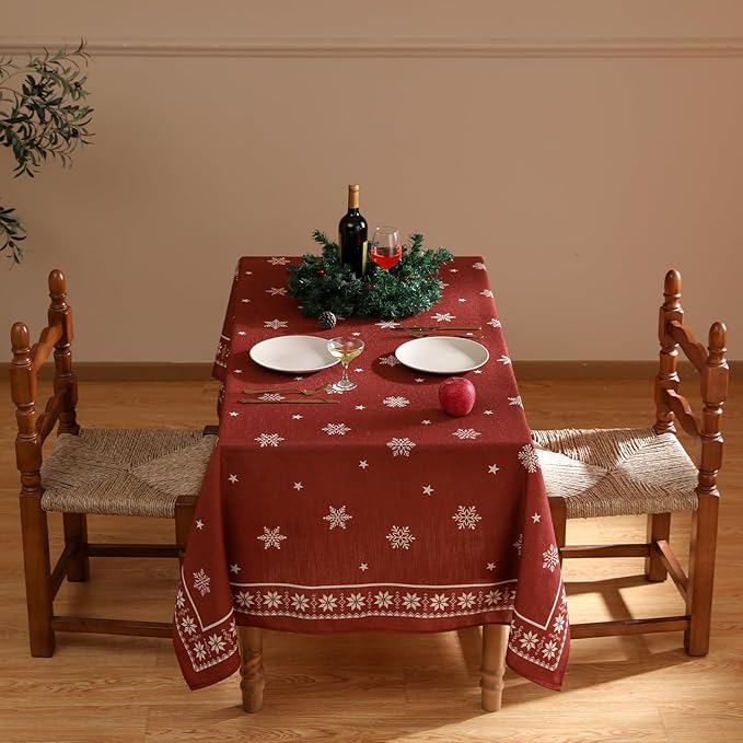 ISAENNE Designer Vintage Linen Square Large Tablecloth,67"x67"-Carol C