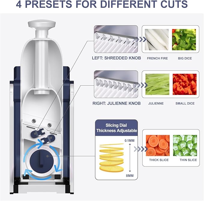 SupMaKin Safe Mandoline Slicer for Kitchen,Adjustable Potato Slicer 1-8 mm
