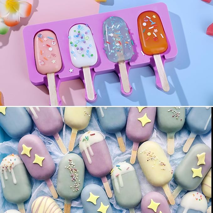 Ouddy Life Popsicle Molds Set of 2, Ice Pop Molds Silicone Cake Pop Mold