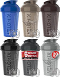 VELOMIX 6 Pack 20oz Protein Shaker Bottle for Protein Mixes,Modern Neutrals