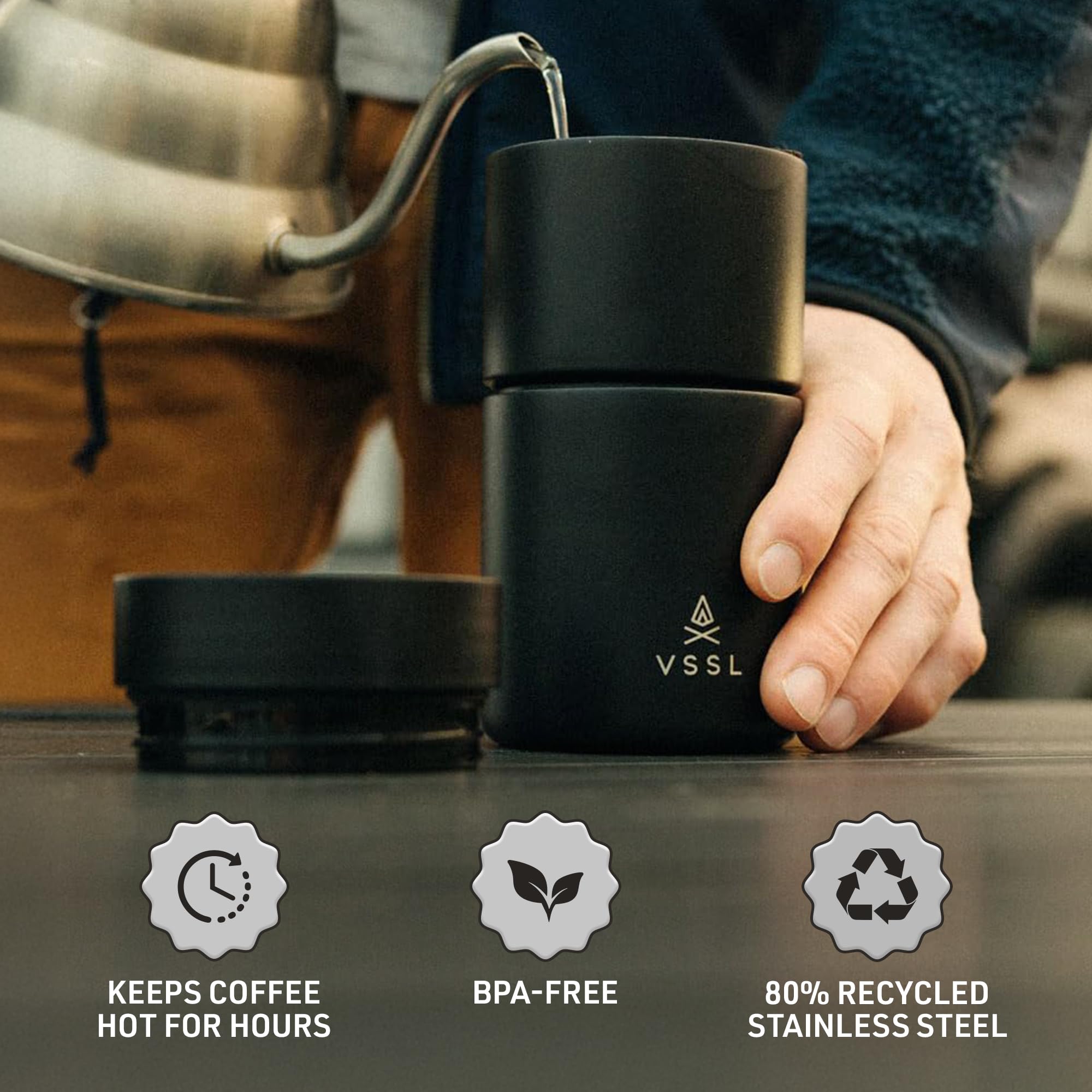 VSSL Nest Pour Over Coffee Maker, Transportable and Compact Pour Over Coffee Maker (black, Nest Pour Over Coffee Set)