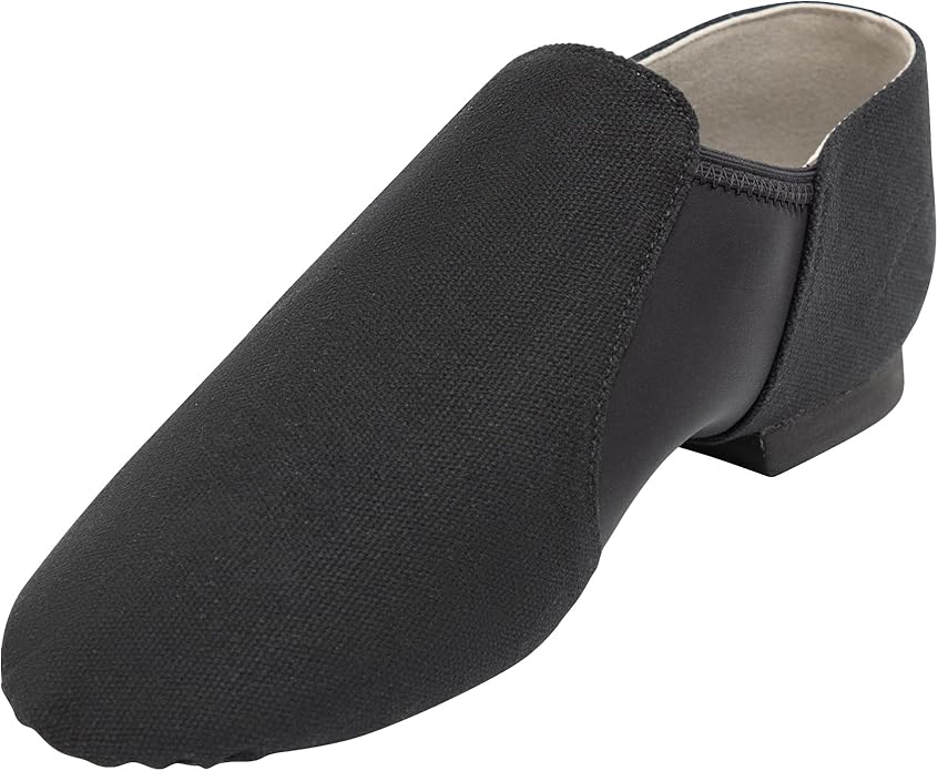 Linodes Unisex 09 Canvas Upper Slip-on Jazz Shoe for Women and Men's Dance Shoes-Black 10.5M