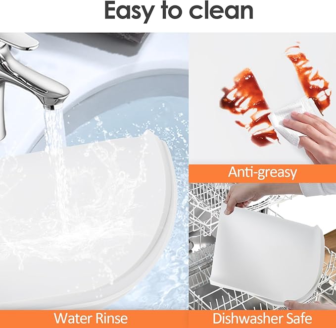 Silicone Coffee Maker Mat with Lip for Countertops, 24'' x 16'', White