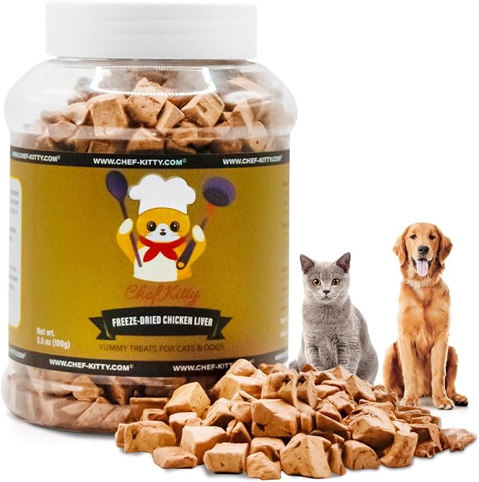 Chicken Liver Dog Treats | Freeze Dried Liver Treats for Dogs, 100% Human Grade, Single Ingredient | Grain-Free Kitten Treats, High Protein | No Additives or Preservatives | Tested in USA | 3.2 oz
