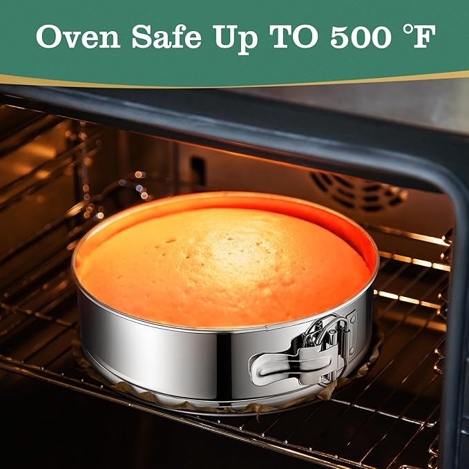 E-Gtong 9 Inch Springform Cake Pan, 304 Stainless Steel Springform Pans, Leakproof & Nonstick Cheesecake Pan with Removable Bottom, Round Spring Form Cake Pan For Baking