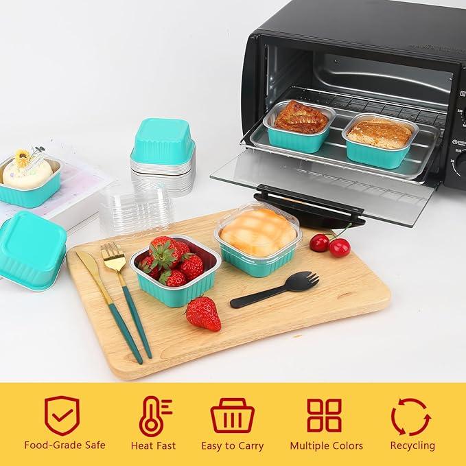LNYZQUS 5oz Mini Cake Tins with Lids, Individual Brownie Pans 80 Pack