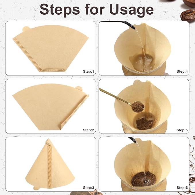 100Pcs Coffee Filters #2, Unbleached 2 Cone Filters Paper