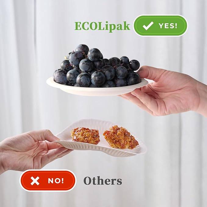 ECOLipak 6 in 200 Pack White Disposable Compostable Dessert Paper Plates