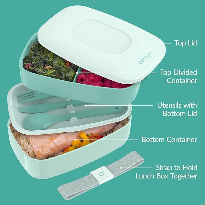 Bentgo Classic Stackable 3-Compartment Adult Bento-Style Lunch Box