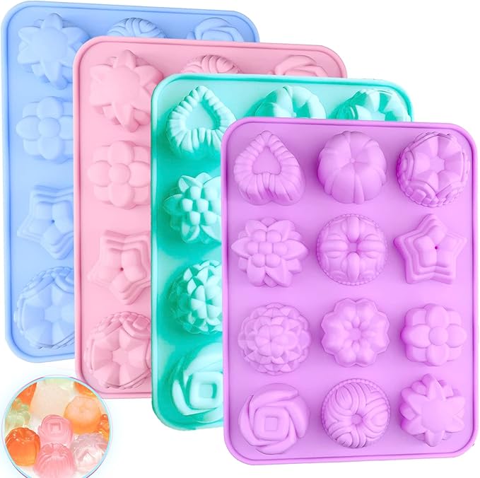 4 Pcs Flower Silicone Soap Molds-Soap Molds for Soap Making