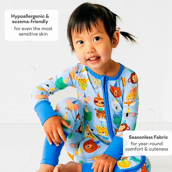 Little Sleepies Baby Pajamas, Blue Party Pals, 3-6M