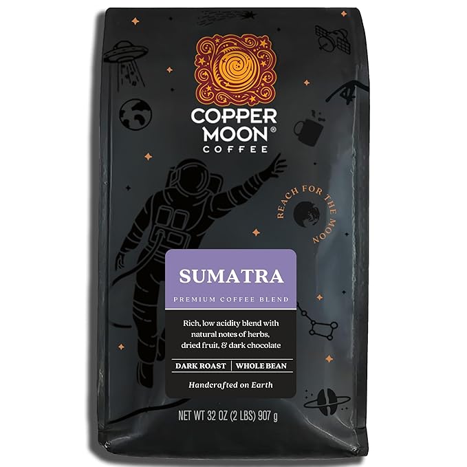 Copper Moon Whole Bean Coffee, Dark Roast, Sumatra, 2 lb